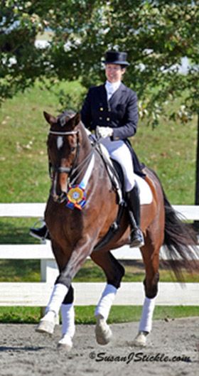 Barbara Strawson competing in dressage